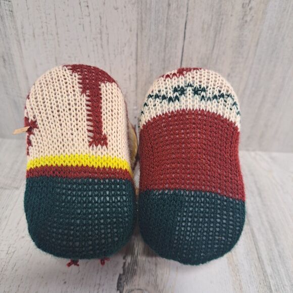 2 Knitted Christmas Boots Candy Cane Holders Stockings Plastic Inserts Deer Bear - Picture 6 of 10